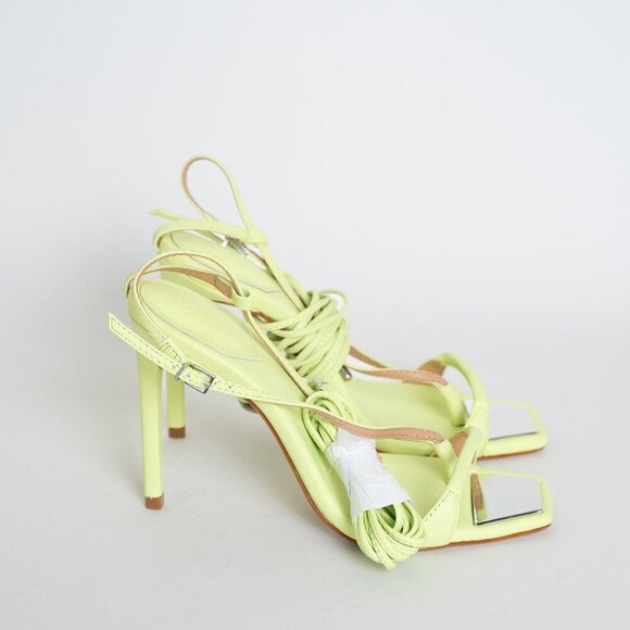 ✨ Schutz Vikki Leather Sandals Lace Up Stiletto Heel Fresh Green NEW - Picture 3 of 15